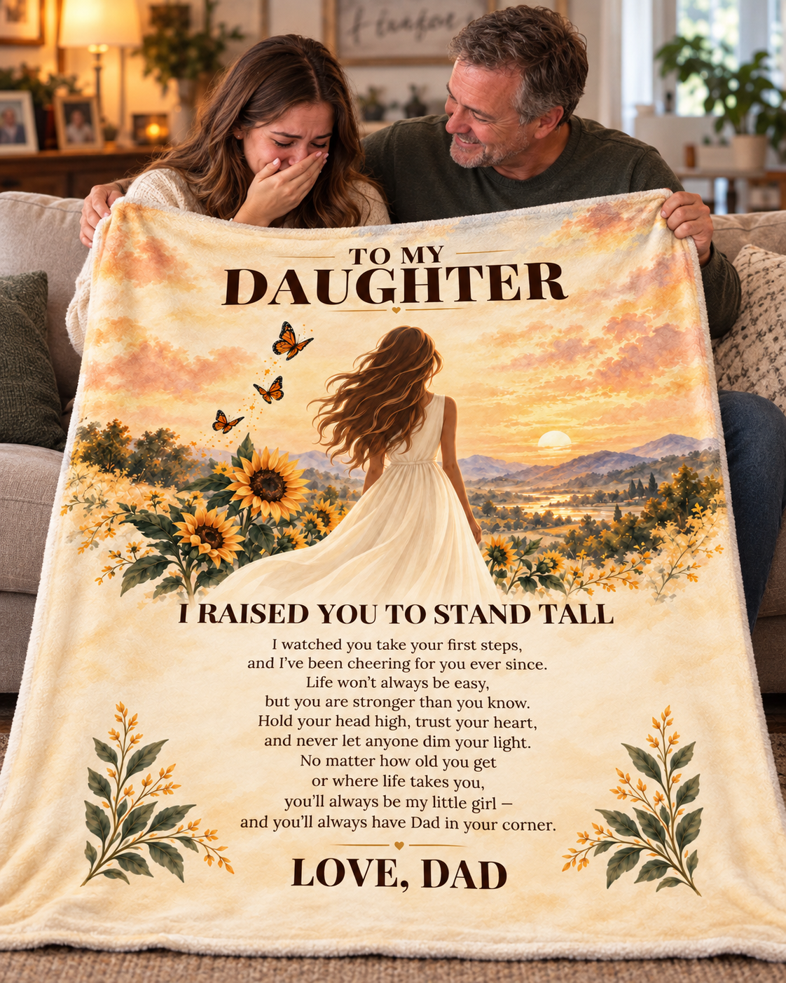 Daughter - I Raised You to Stand Tall - Blanket From Dad