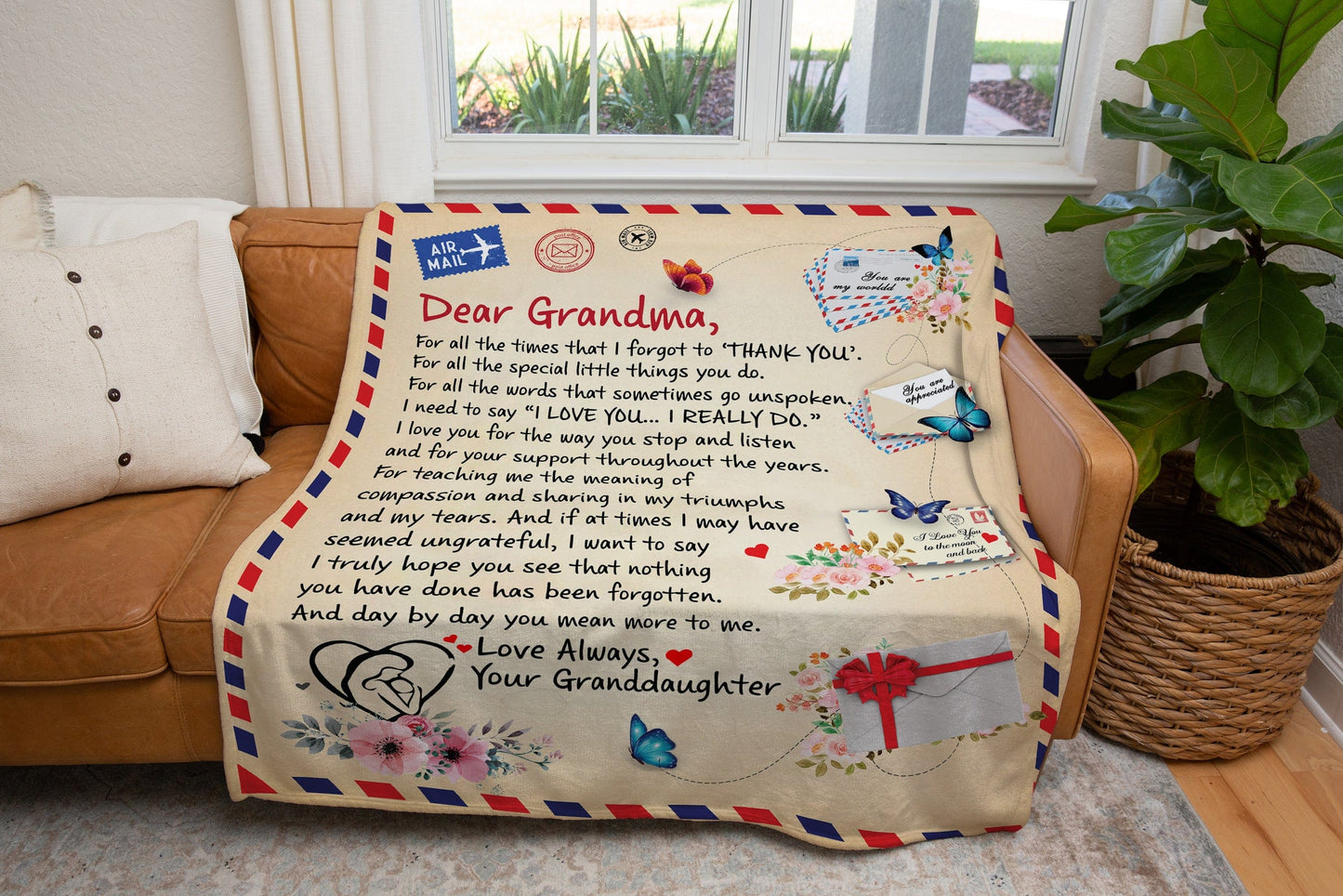 Grandma - Giant Post Card Blanket From Granddaughter