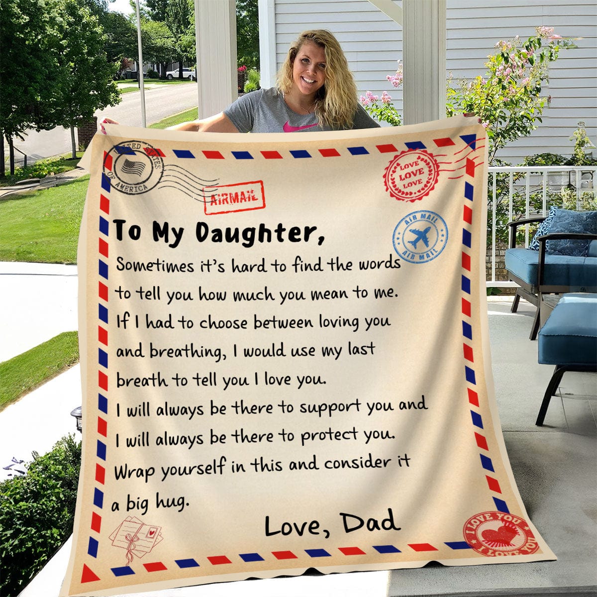 Daughter Post Card Blanket Gift From Dad