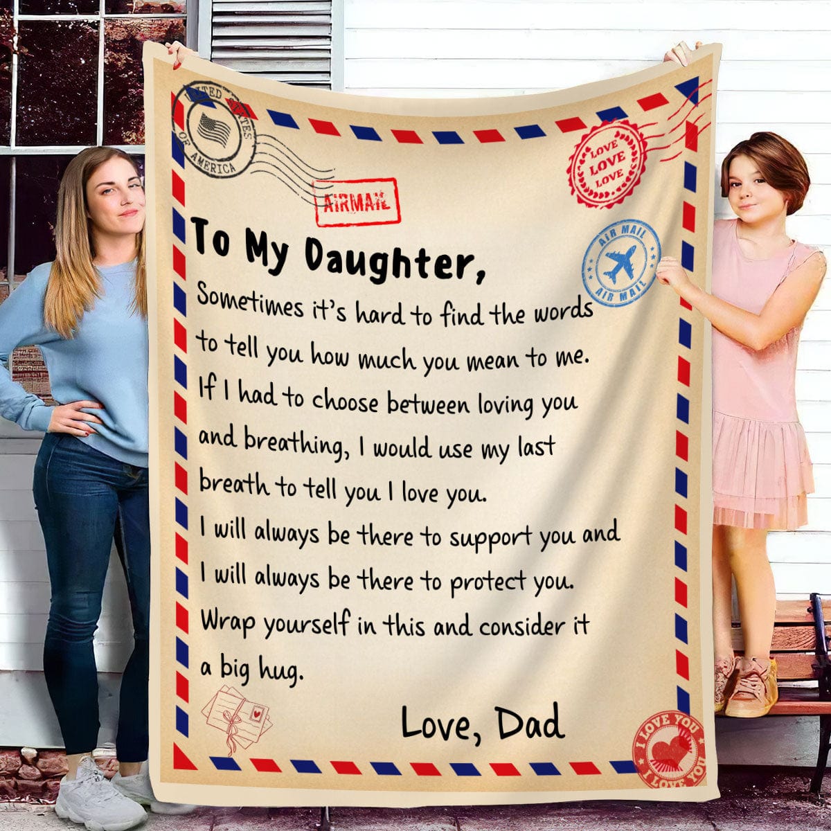 Daughter Post Card Blanket Gift From Dad