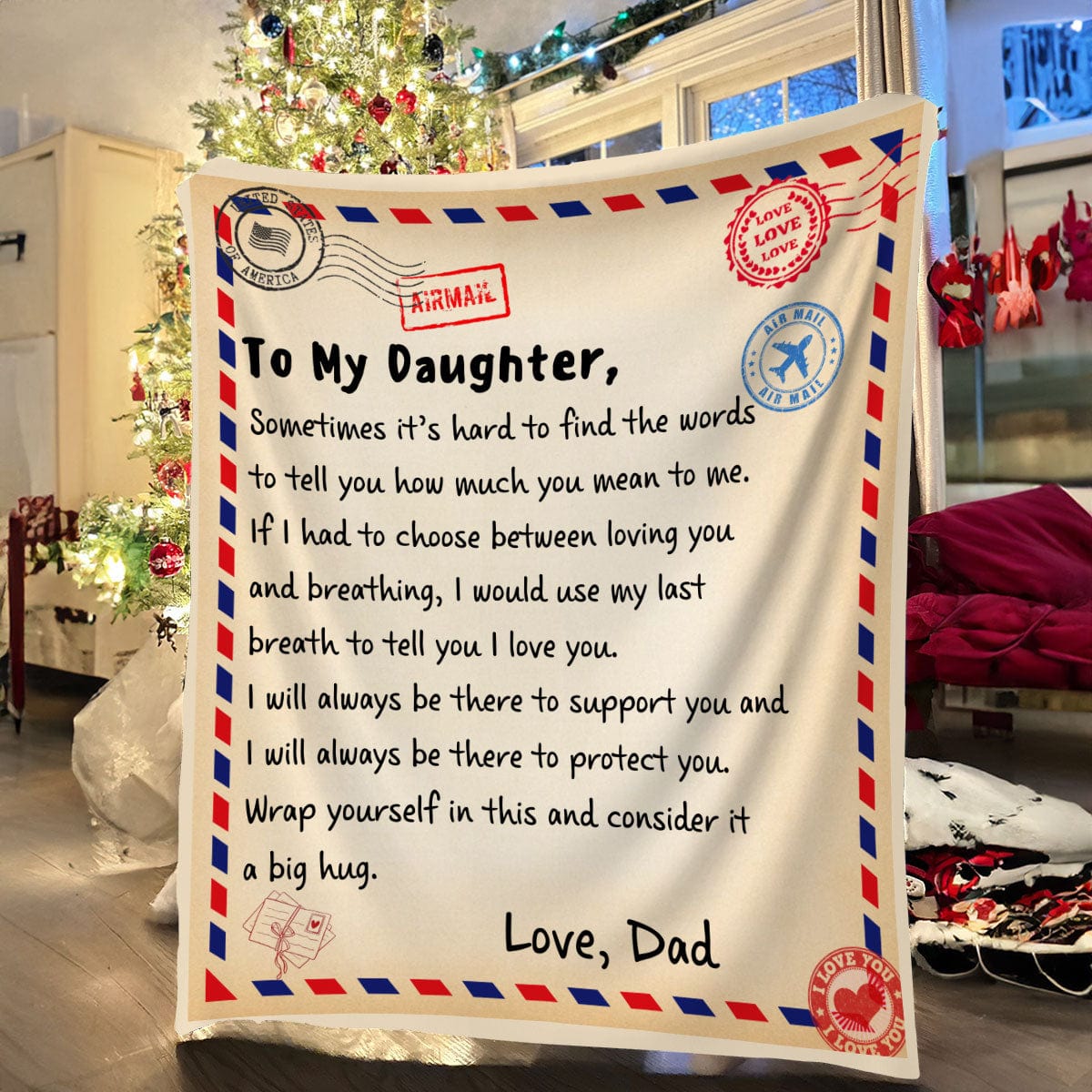 Daughter Post Card Blanket Gift From Dad