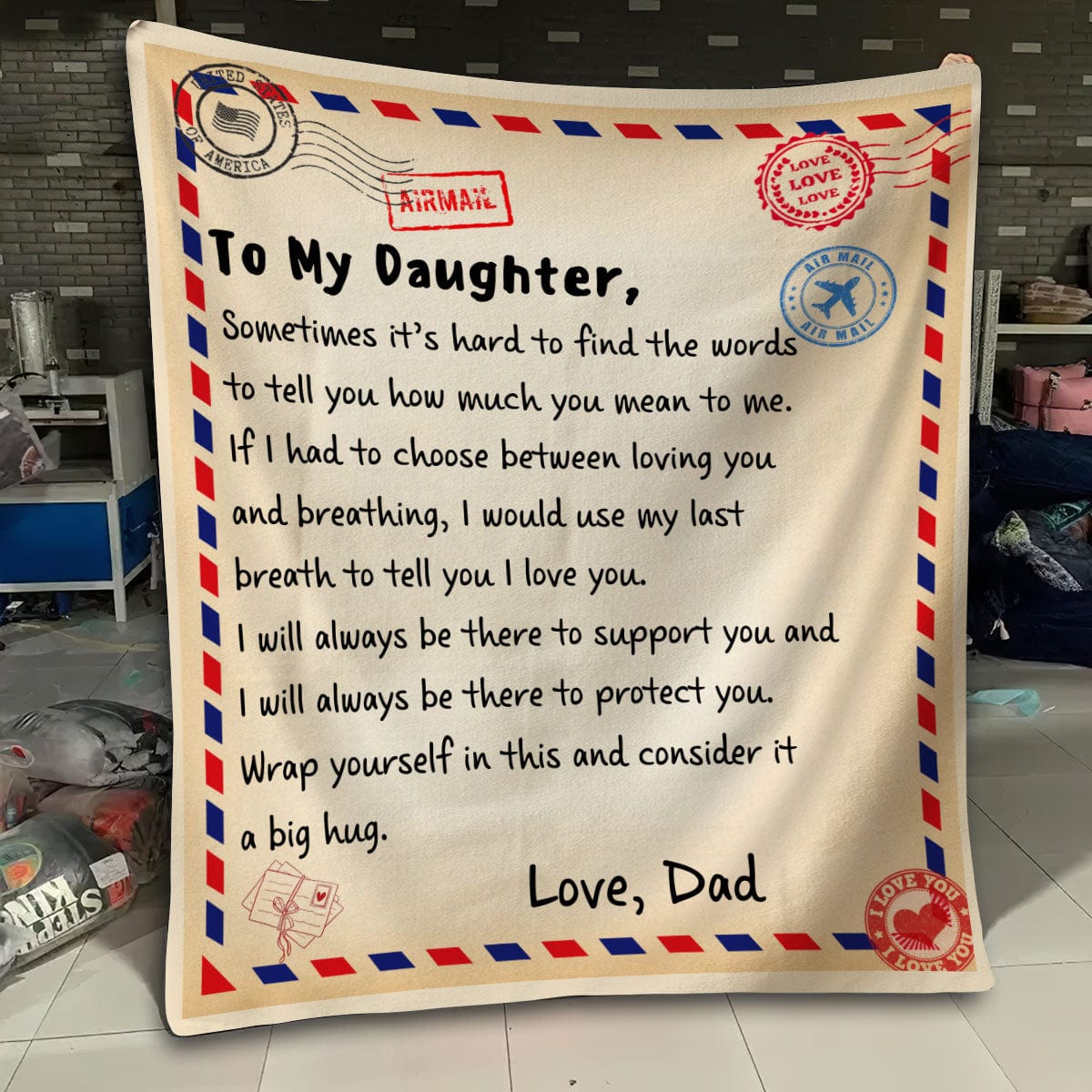 Daughter Post Card Blanket Gift From Dad