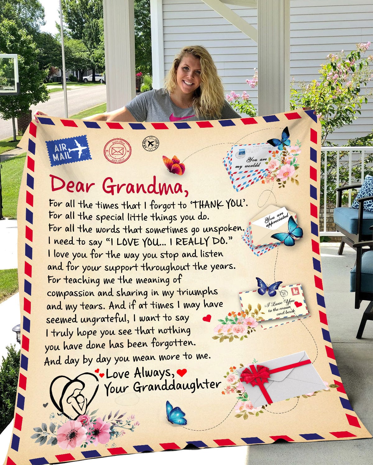 Grandma - Giant Post Card Blanket From Granddaughter