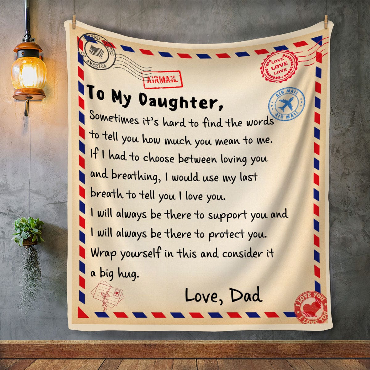 Daughter Post Card Blanket Gift From Dad