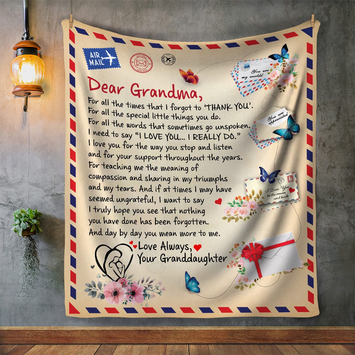 Grandma - Giant Post Card Blanket From Granddaughter