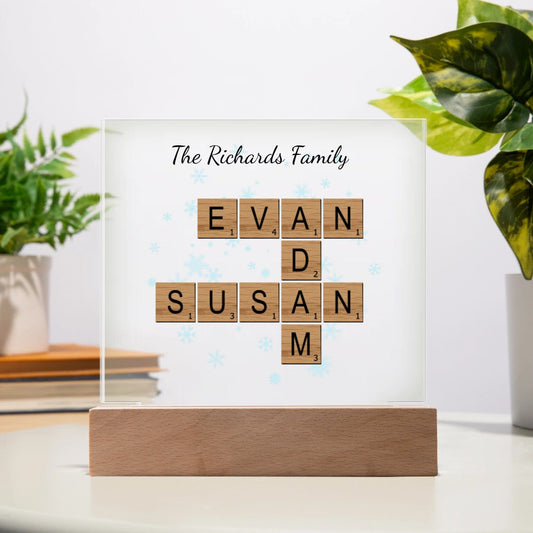 Family Crossword Puzzle - Personalized Acrylic Square Plaque