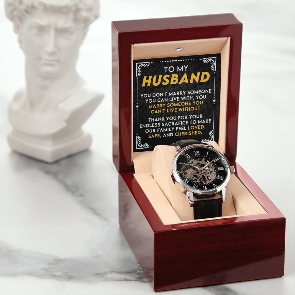 My Husband "Can't Live Without You" Openwork Watch Gift