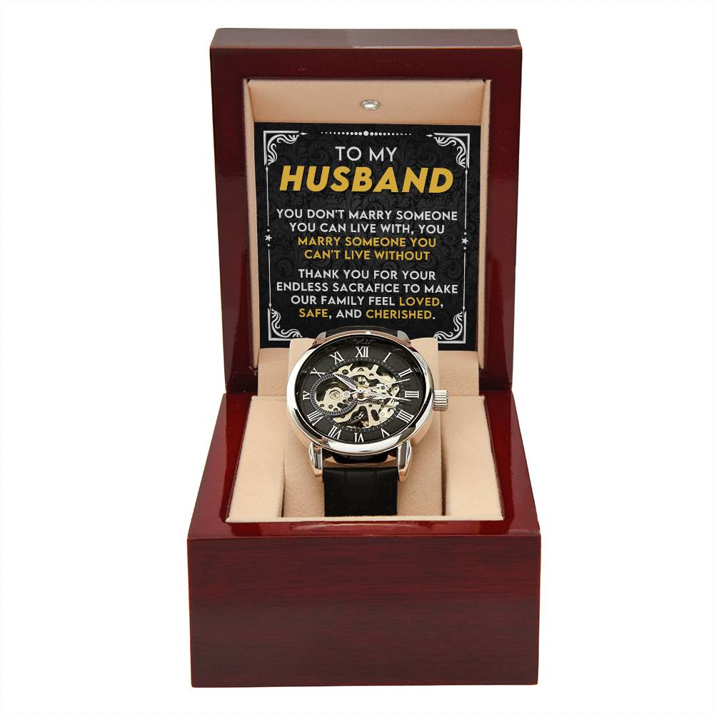 My Husband "Can't Live Without You" Openwork Watch Gift