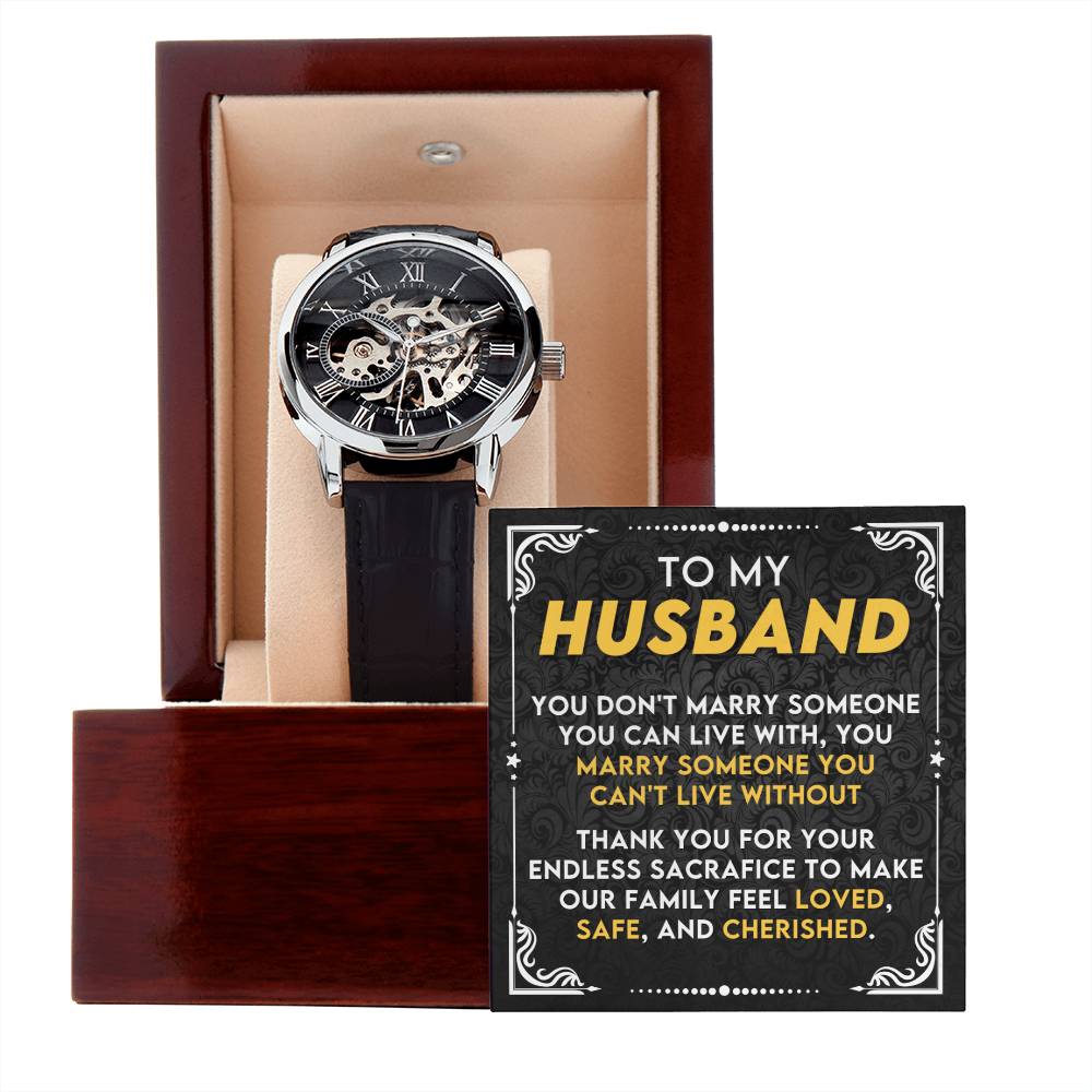 My Husband "Can't Live Without You" Openwork Watch Gift