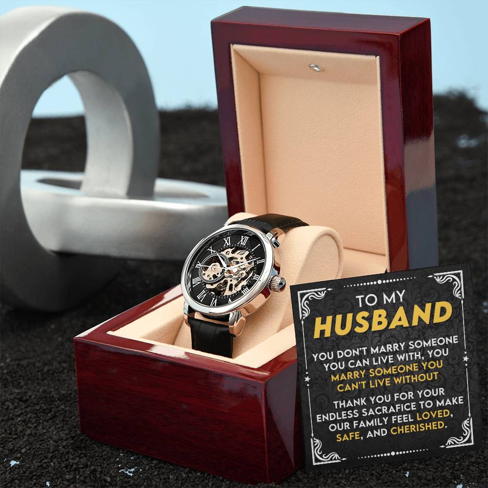My Husband "Can't Live Without You" Openwork Watch Gift