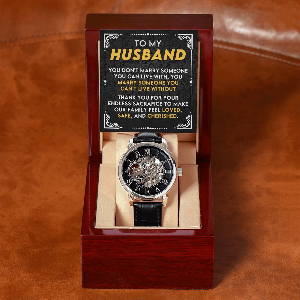 My Husband "Can't Live Without You" Openwork Watch Gift