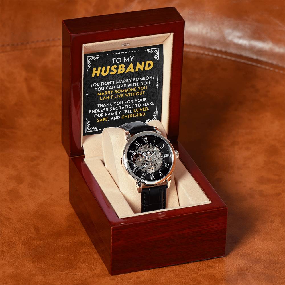 My Husband "Can't Live Without You" Openwork Watch Gift