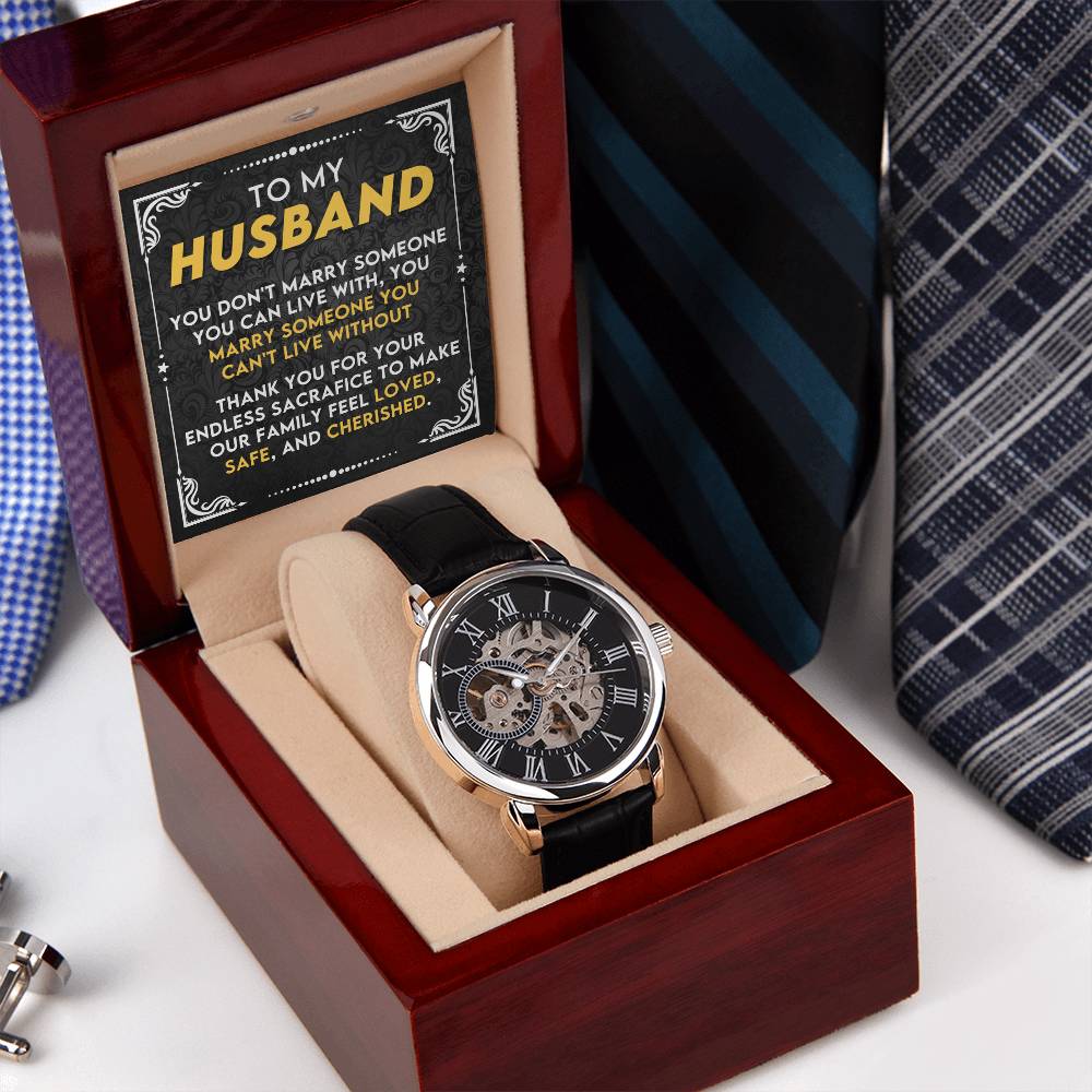 My Husband "Can't Live Without You" Openwork Watch Gift