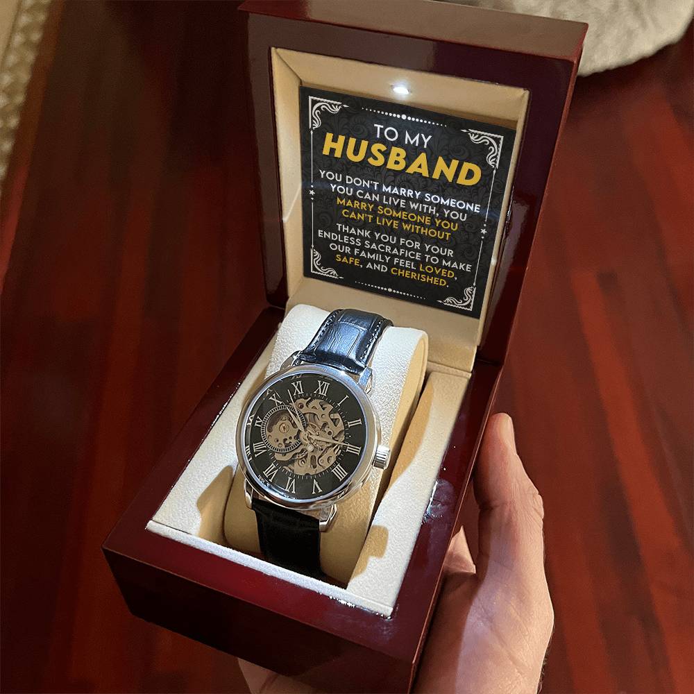 My Husband "Can't Live Without You" Openwork Watch Gift
