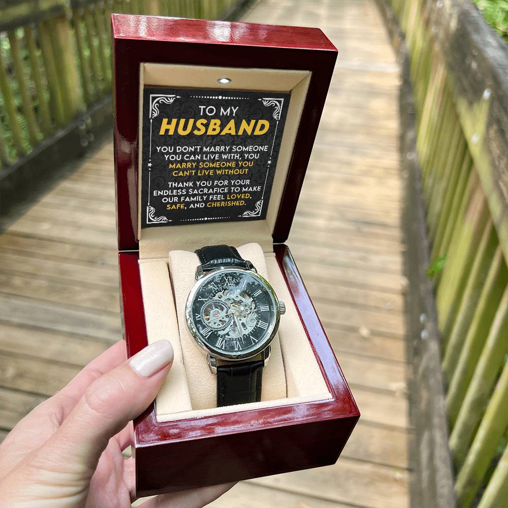 My Husband "Can't Live Without You" Openwork Watch Gift