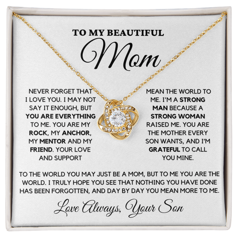 Mom "Never Forget" Love Knot Necklace From Son