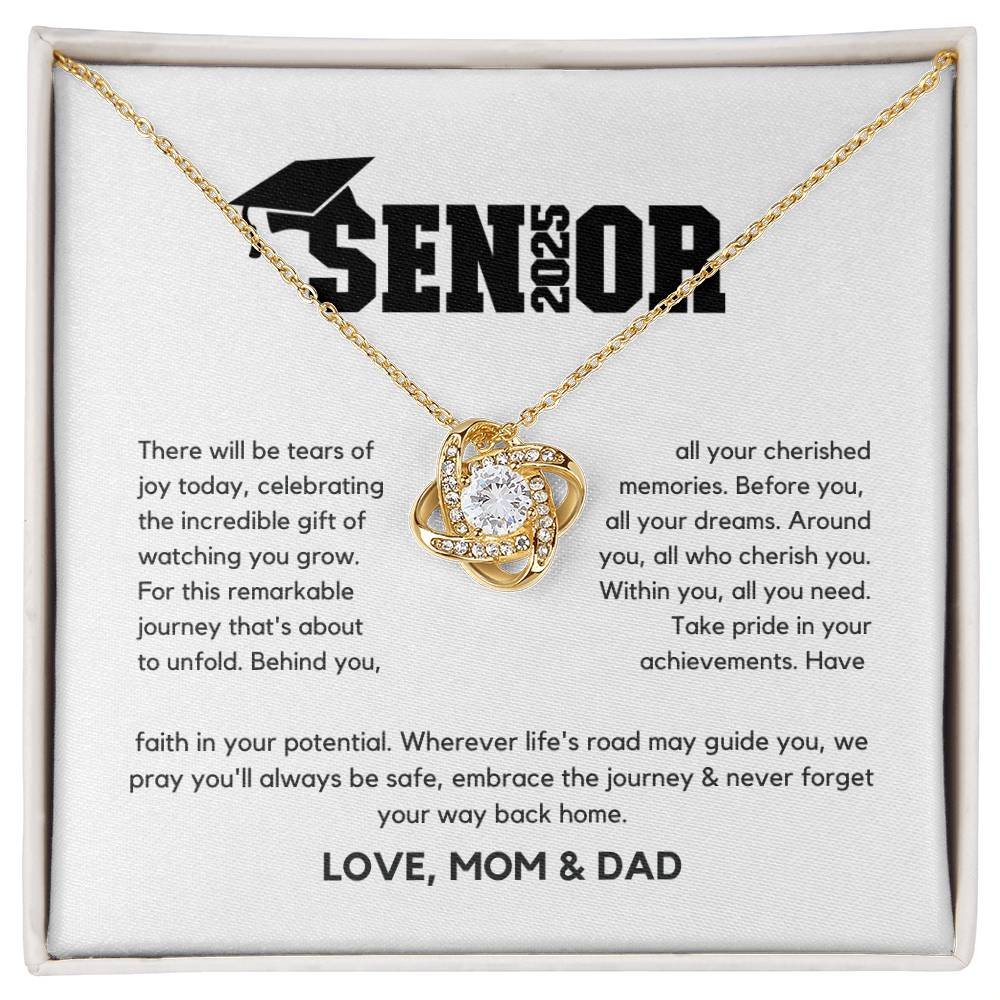 Senior Gift "Tears Of Joy" Love Knot Necklace From Mom And Dad