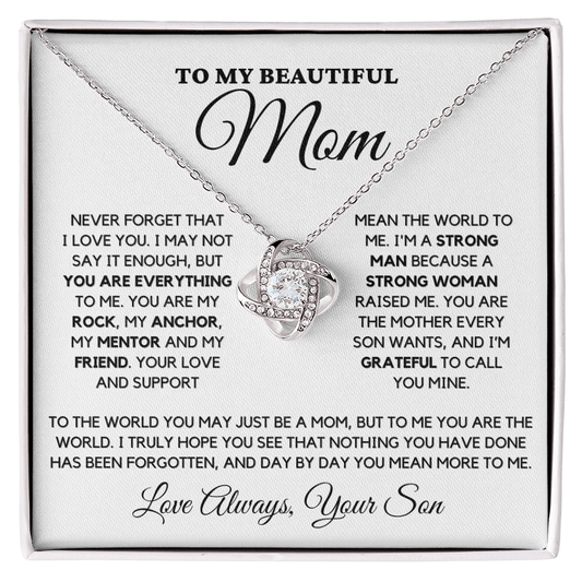 Mom "Never Forget" Love Knot Necklace From Son