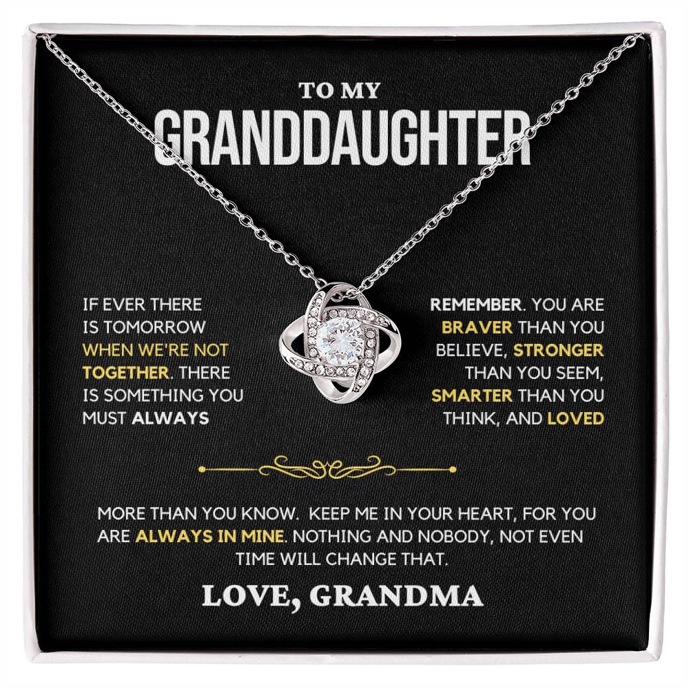 Granddaughter Gift "Always Remember" Love Knot Necklace From Grandma