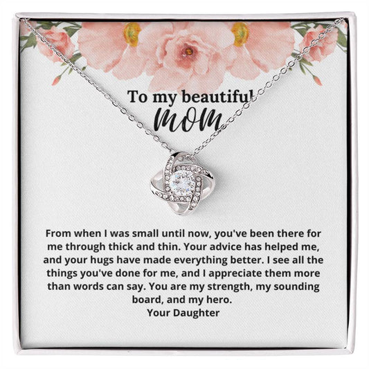 Mom Gift "My Hero" Knot Necklace From Daughter