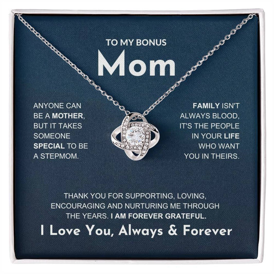 Bonus Mom "Forever Grateful" Knot Necklace