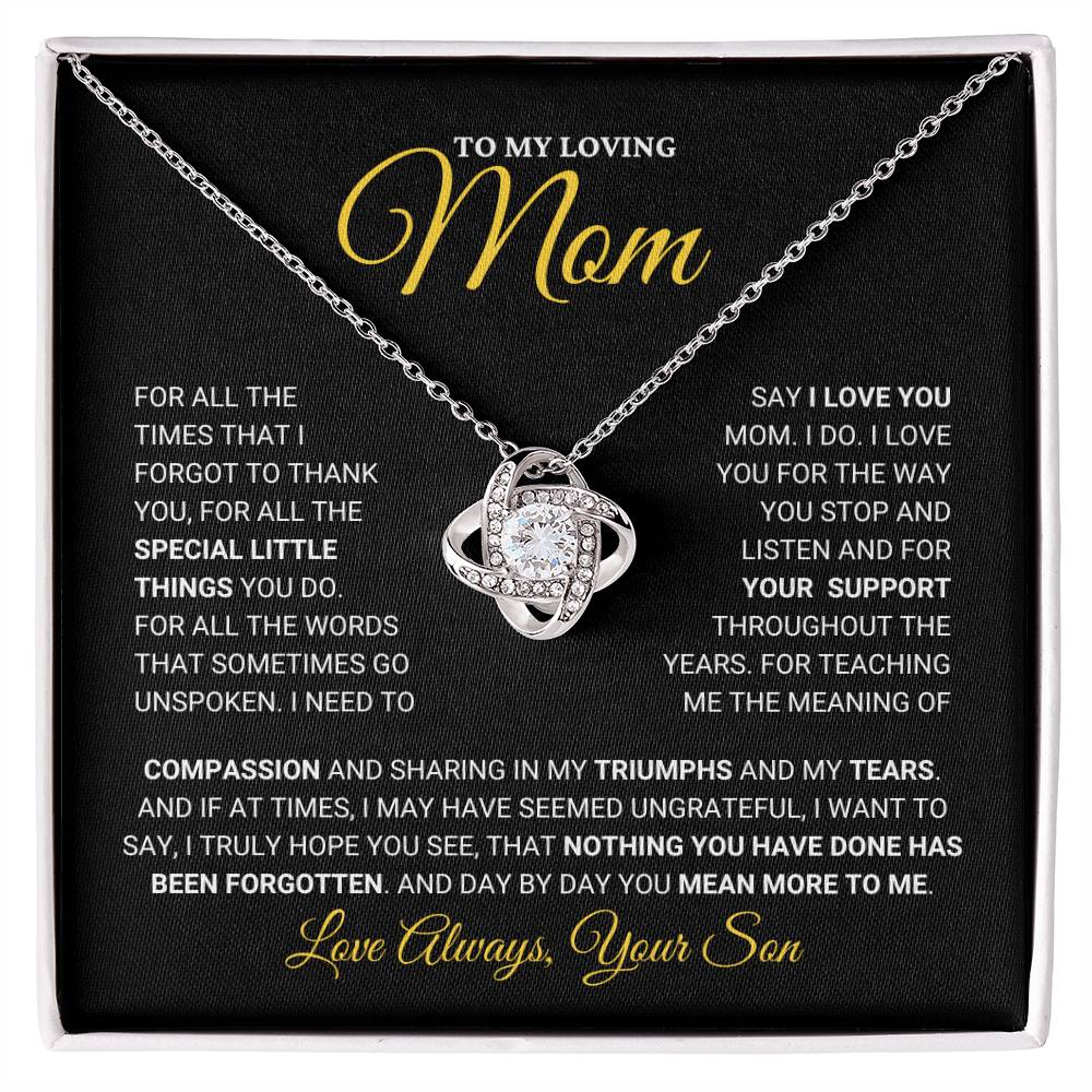 Mom Gift "You Mean More" Knot Necklace From Son
