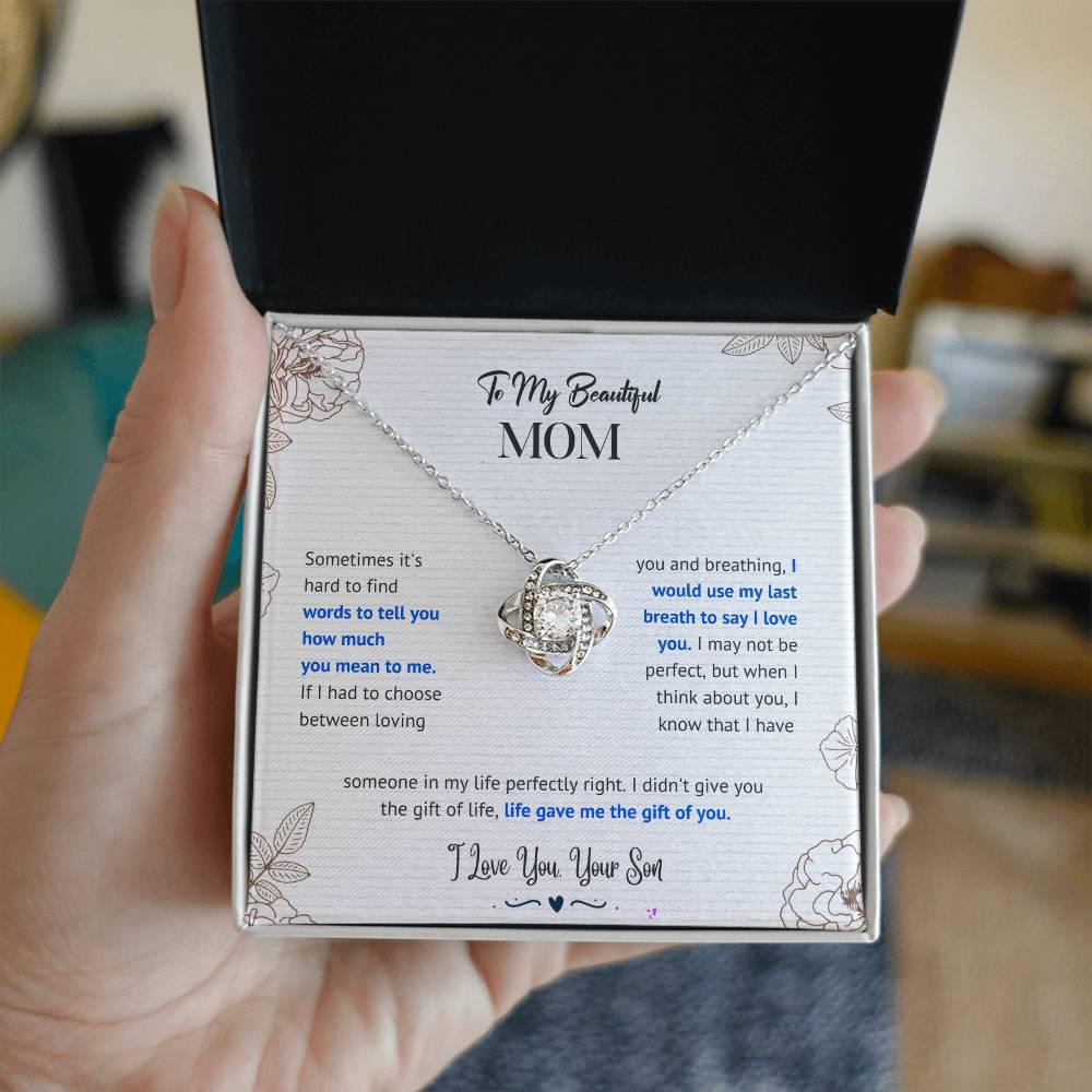 Mom "The Gift Of You" Love Knot Necklace From Son