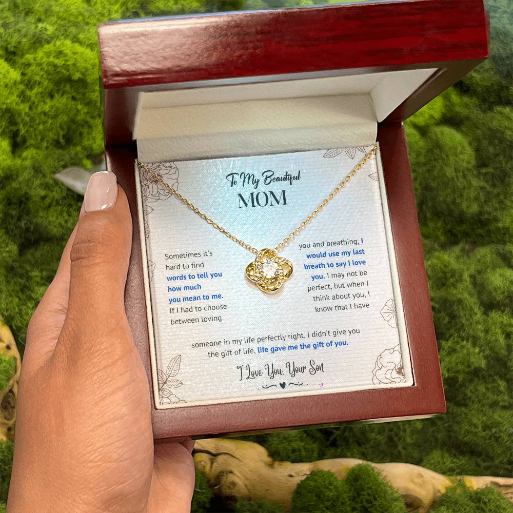 Mom "The Gift Of You" Love Knot Necklace From Son
