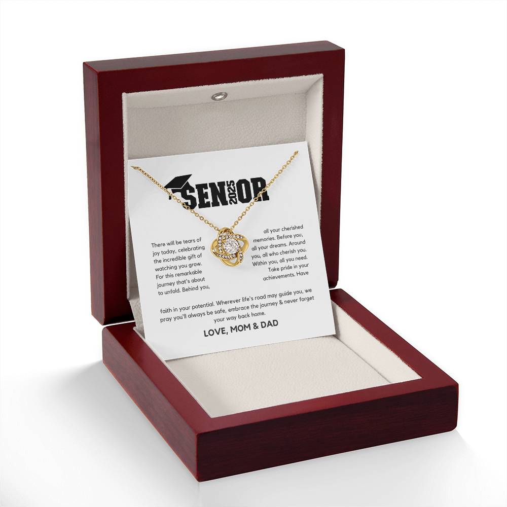 Senior Gift "Tears Of Joy" Love Knot Necklace From Mom And Dad