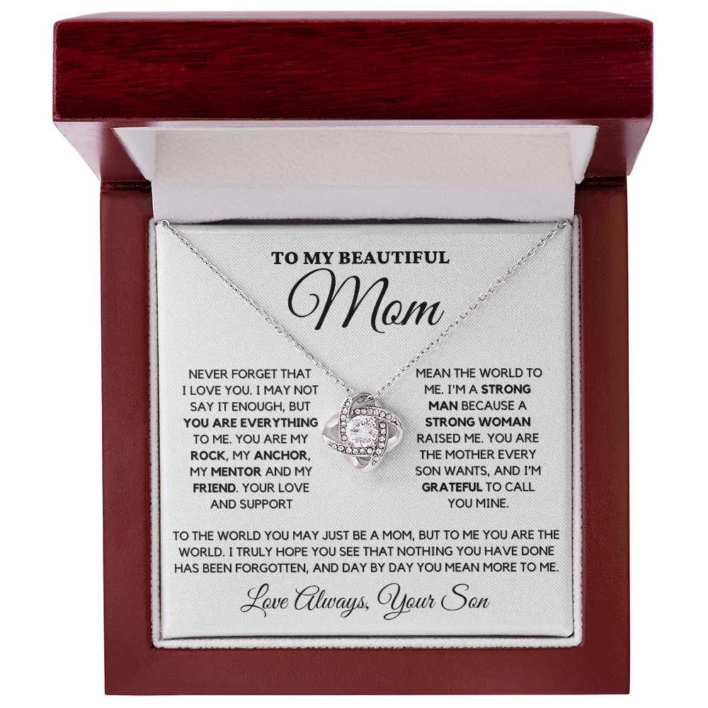 Mom "Never Forget" Love Knot Necklace From Son