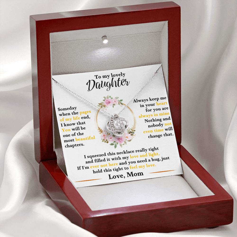 Daughter Gift "Most Beautiful Chapters" Love Knot Necklace From Mom