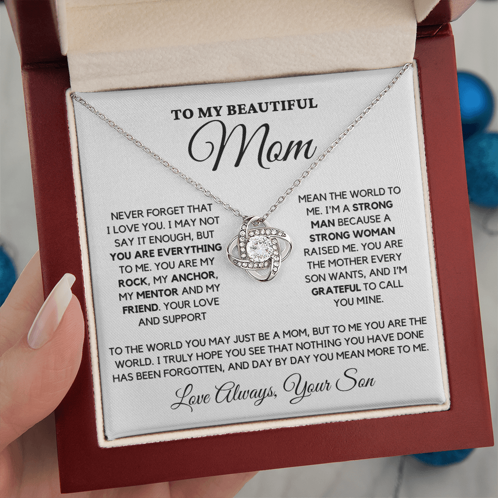 Mom "Never Forget" Love Knot Necklace From Son
