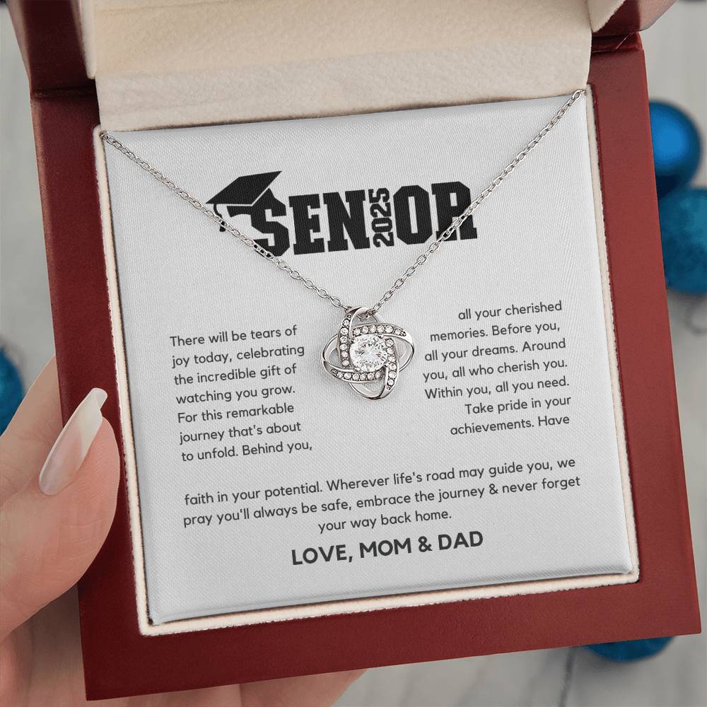 Senior Gift "Tears Of Joy" Love Knot Necklace From Mom And Dad