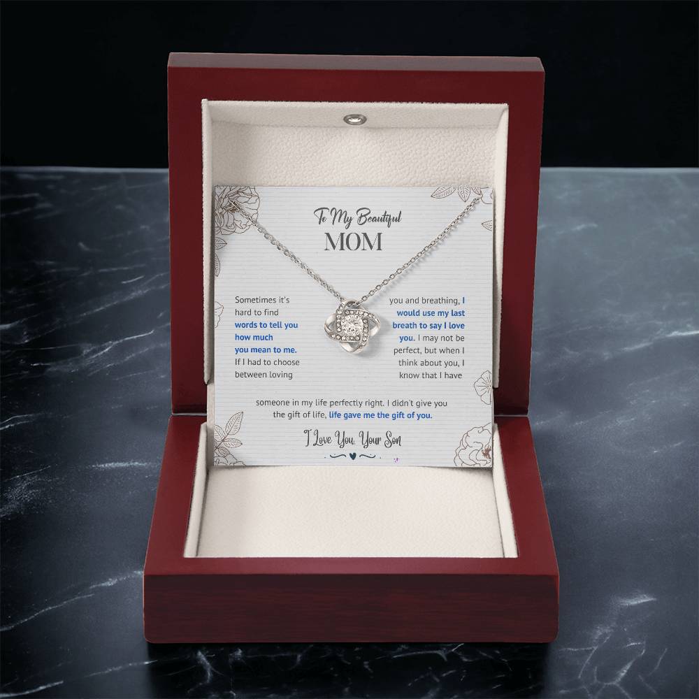 Mom "The Gift Of You" Love Knot Necklace From Son