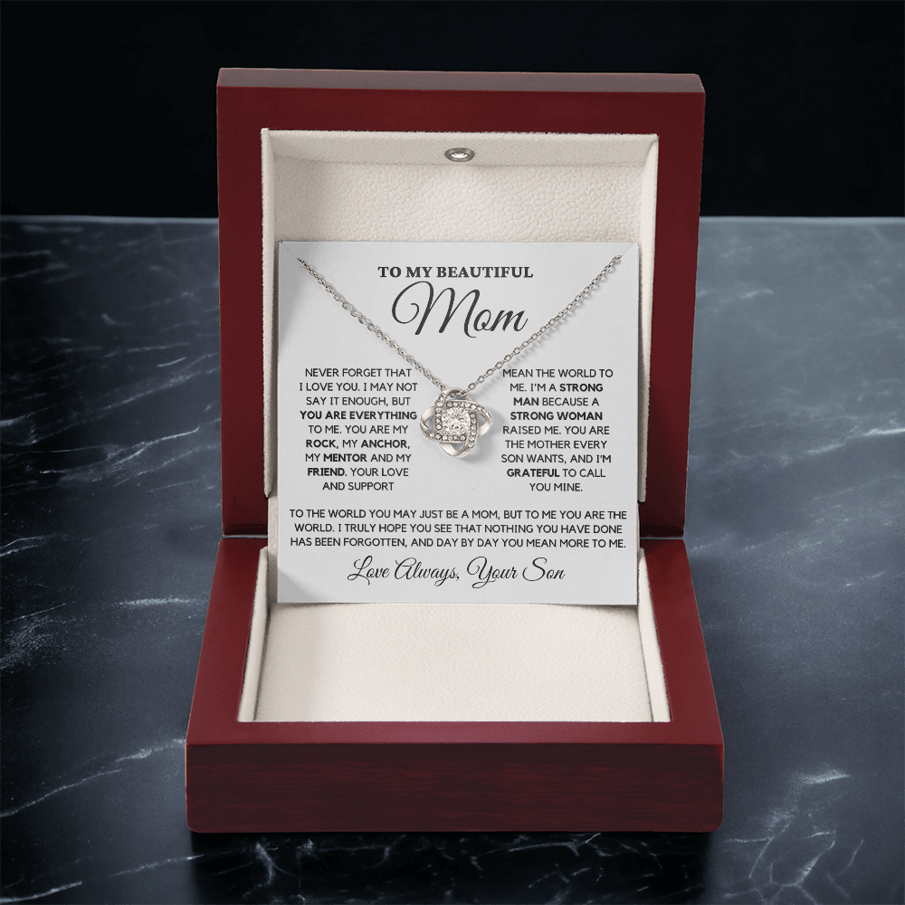 Mom "Never Forget" Love Knot Necklace From Son
