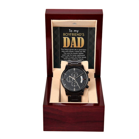 Boyfriend's Dad "Thank You" Black Chronograph Watch
