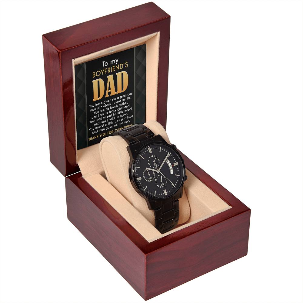 Boyfriend's Dad "Thank You" Black Chronograph Watch