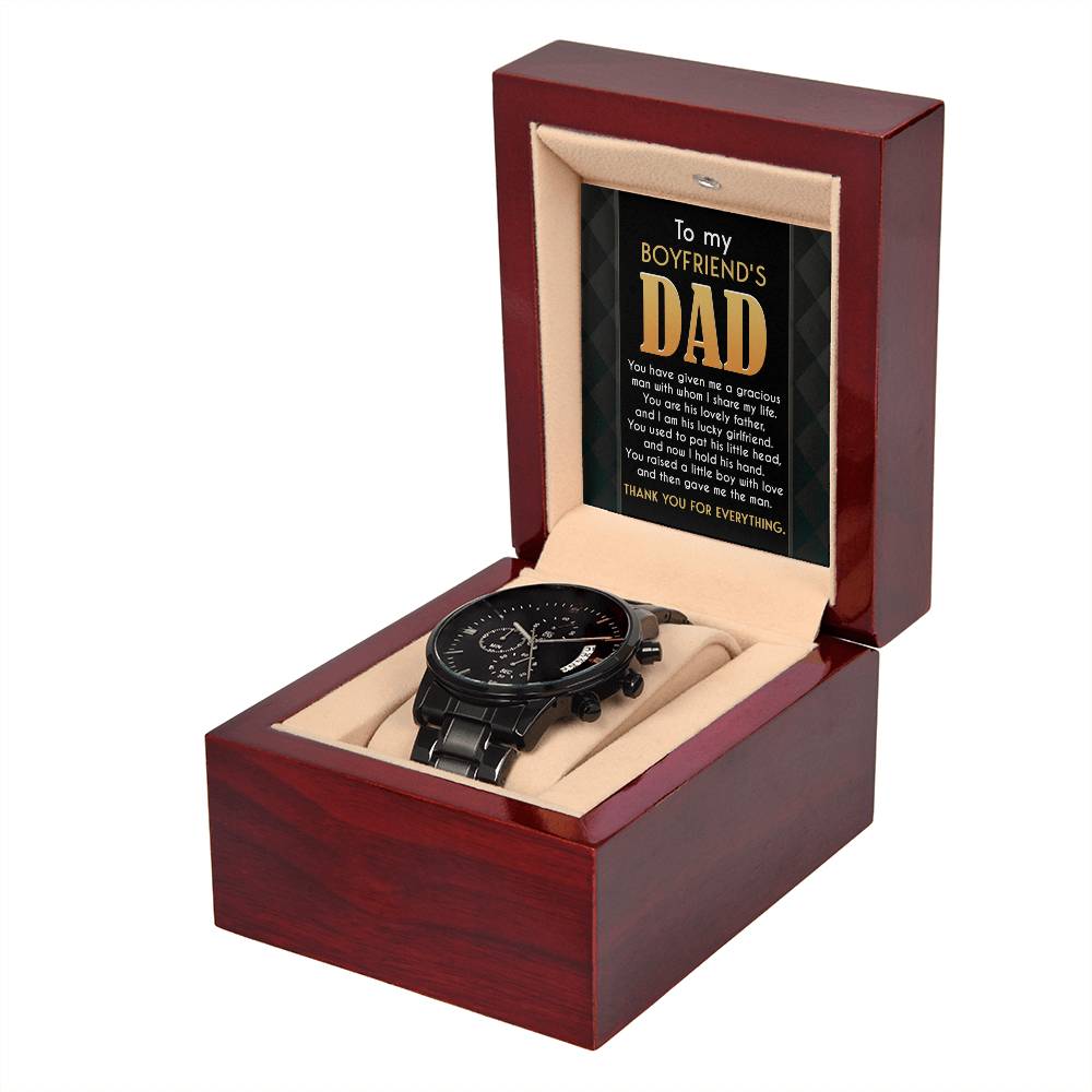 Boyfriend's Dad "Thank You" Black Chronograph Watch
