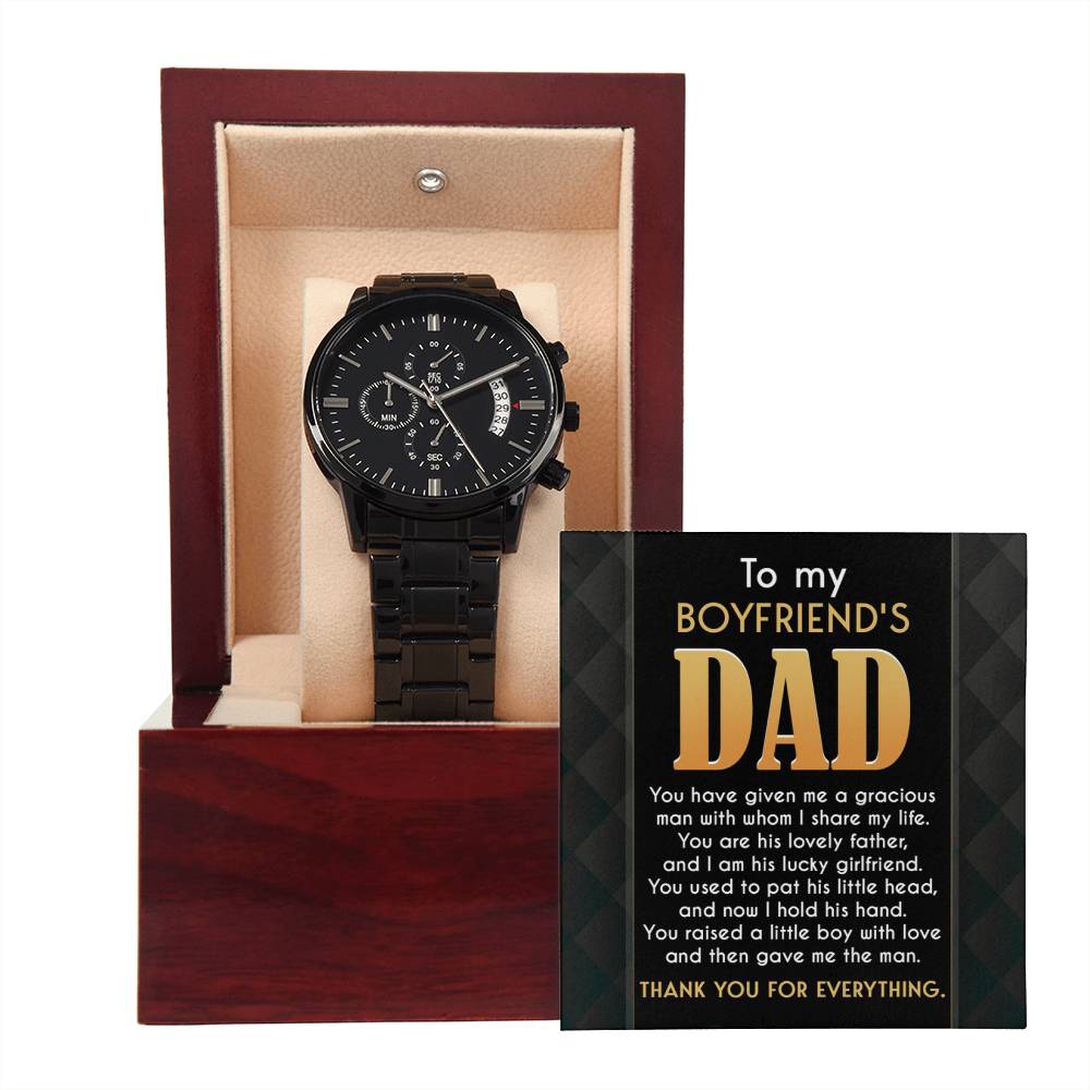 Boyfriend's Dad "Thank You" Black Chronograph Watch