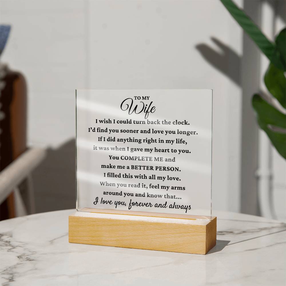 To My Wife "One wish" Acrylic Plaque