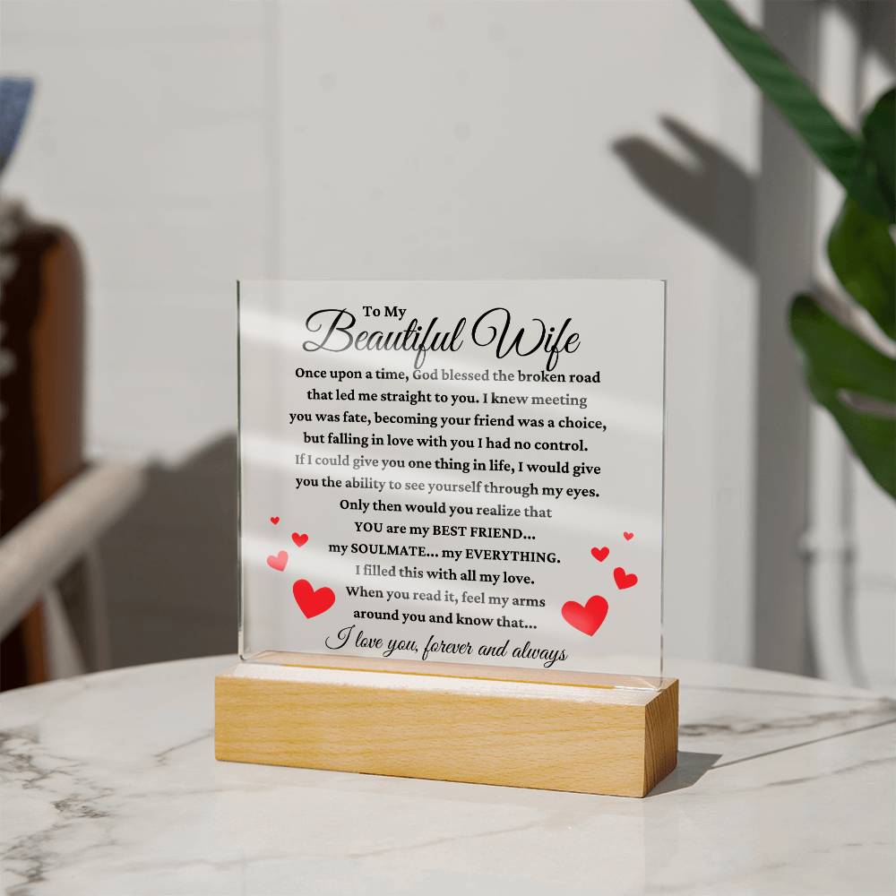 To My Beautiful Wife "My Everything" Acrylic Plaque