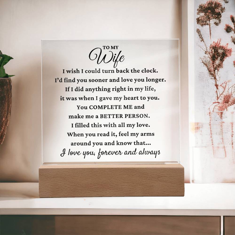 To My Wife "One wish" Acrylic Plaque