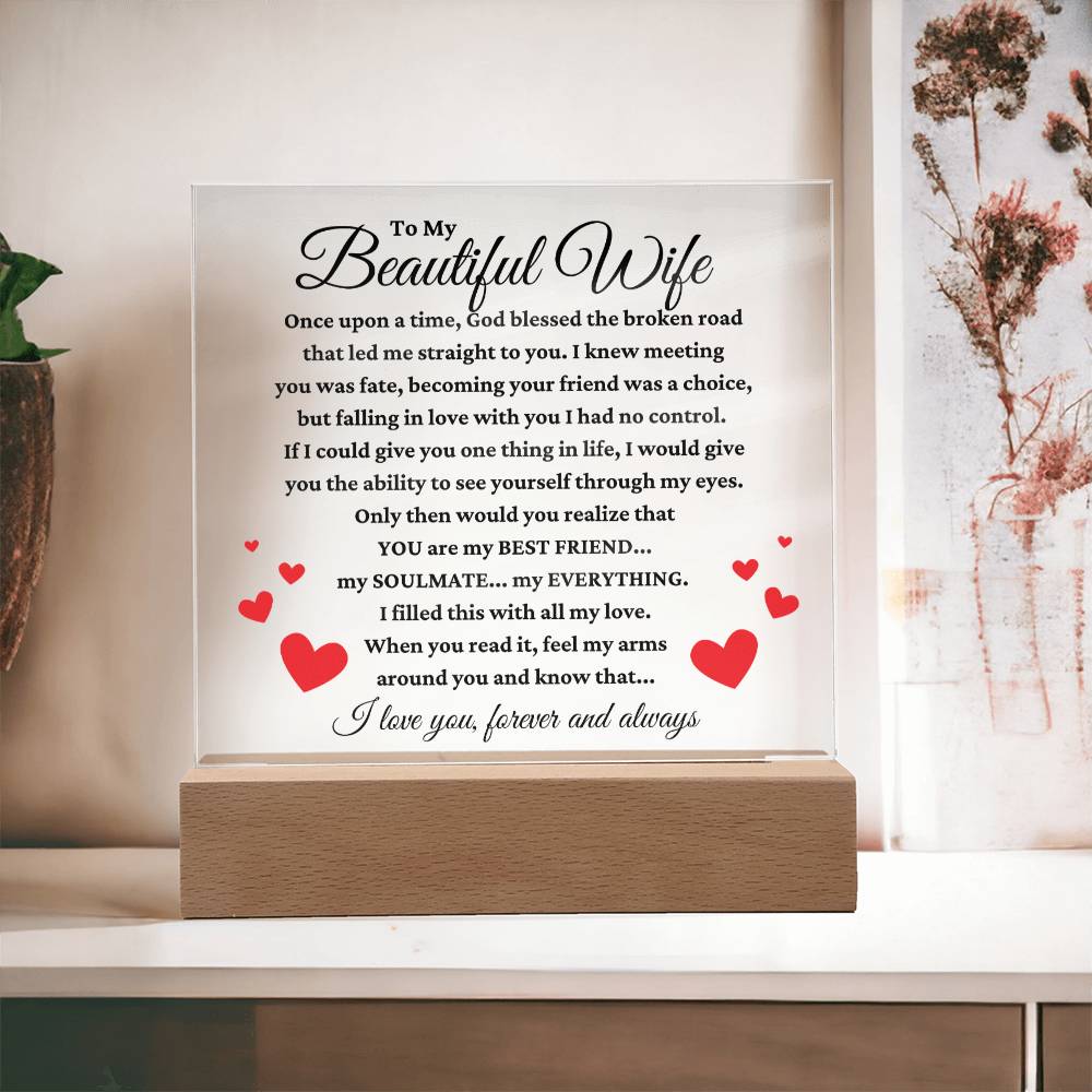 To My Beautiful Wife "My Everything" Acrylic Plaque