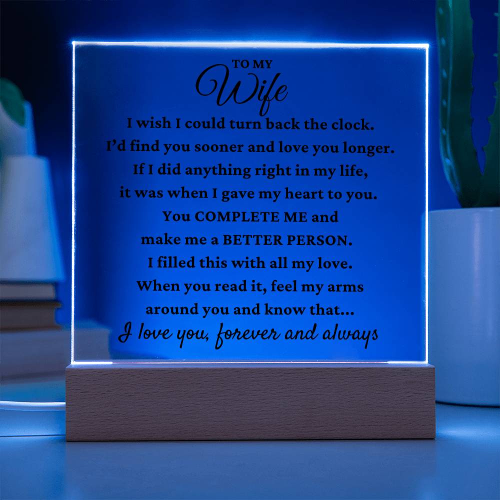 To My Wife "One wish" Acrylic Plaque