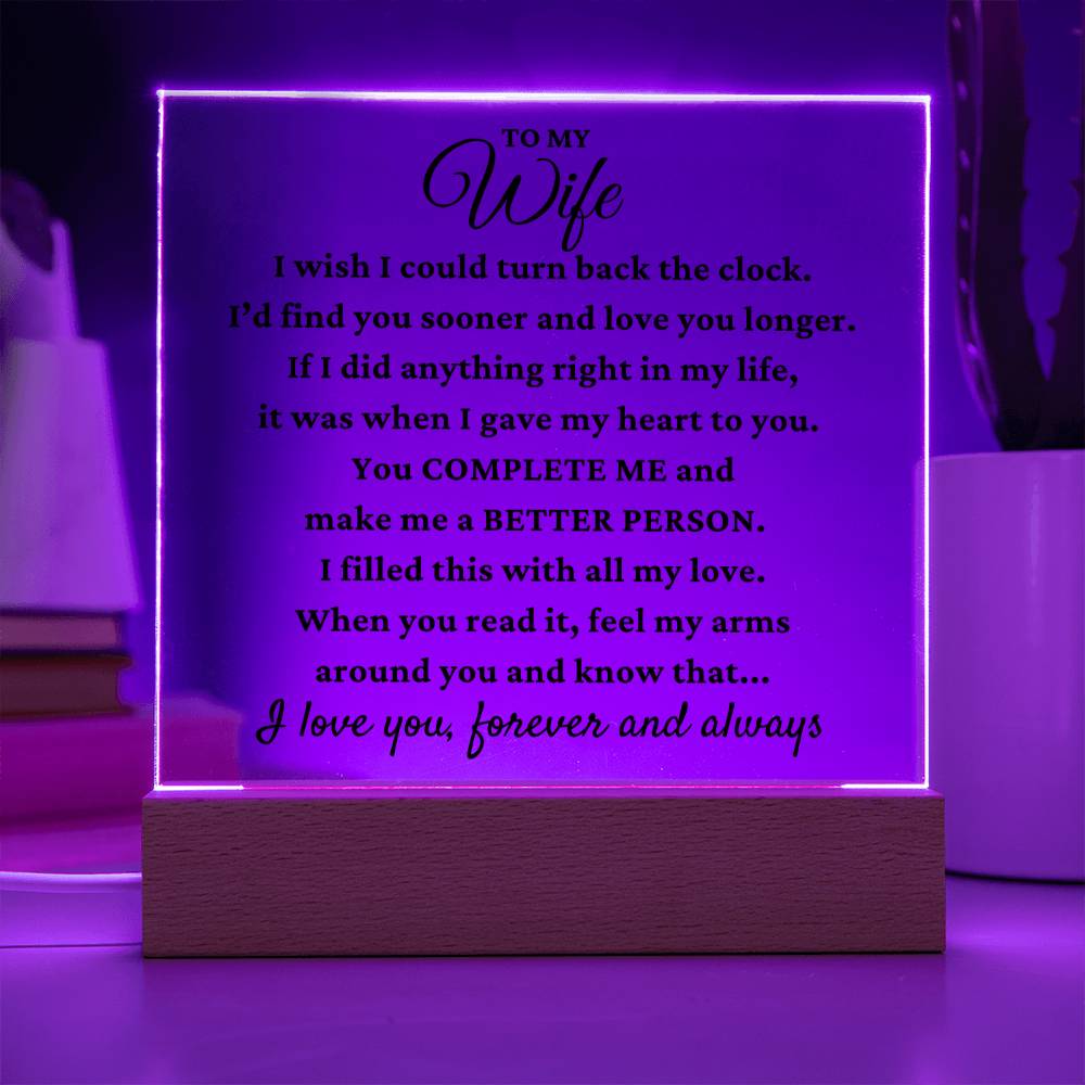 To My Wife "One wish" Acrylic Plaque