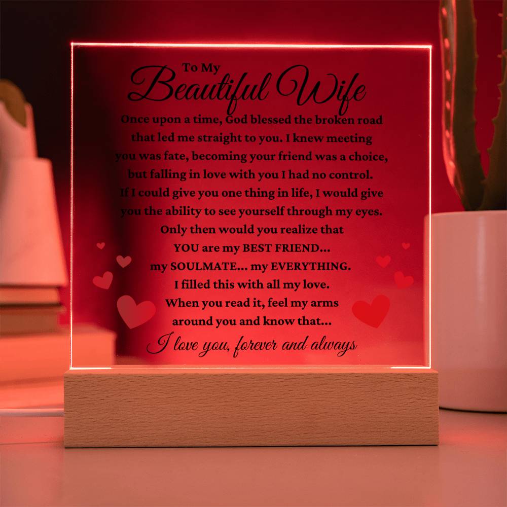 To My Beautiful Wife "My Everything" Acrylic Plaque