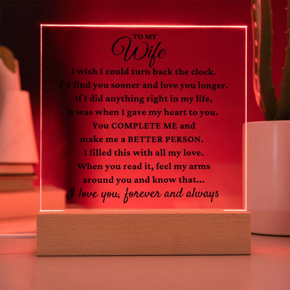 To My Wife "One wish" Acrylic Plaque