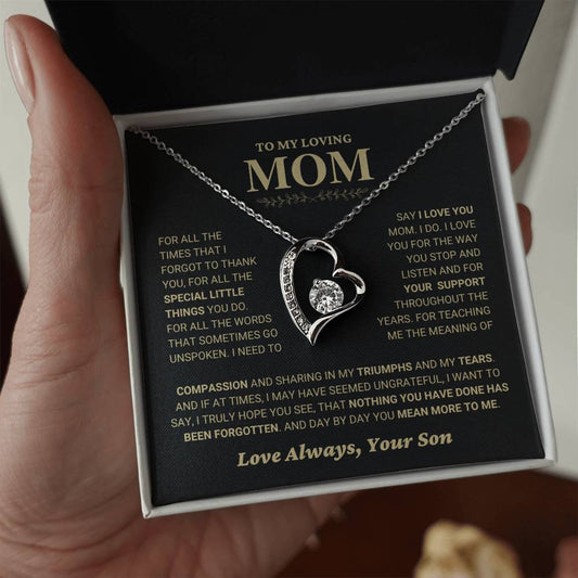 Mom Gift "You Mean More" Heart Necklace From Son