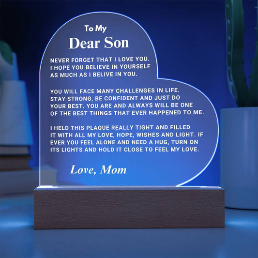 Son Gift "Best Thing" LED Heart Plaque - From Mom