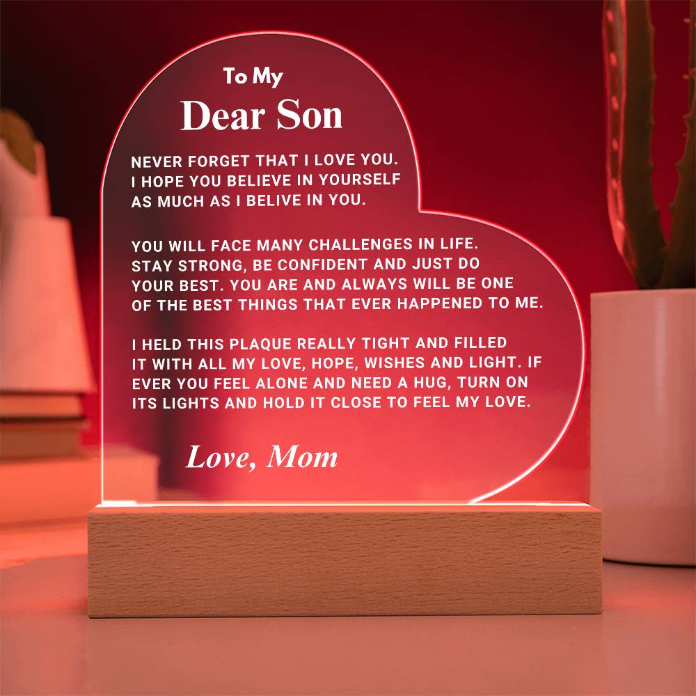 Son Gift "Best Thing" LED Heart Plaque - From Mom